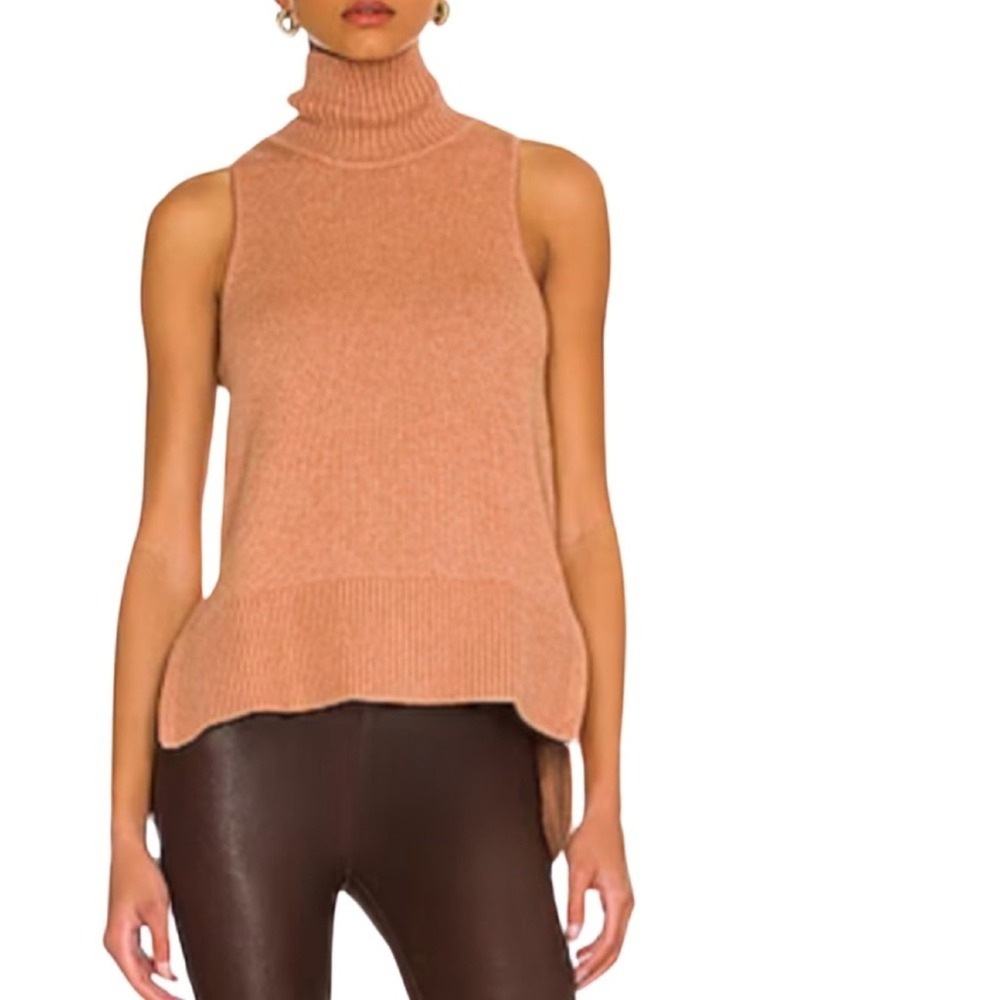 L'Academie Sleeveless Turtleneck Knit Sweater Vest Womens S‎ Terracotta Brown
